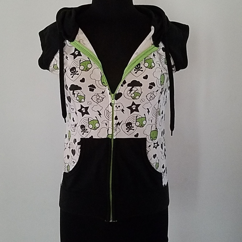 Hot Topic Sleeveless Invader Zim Hoodie